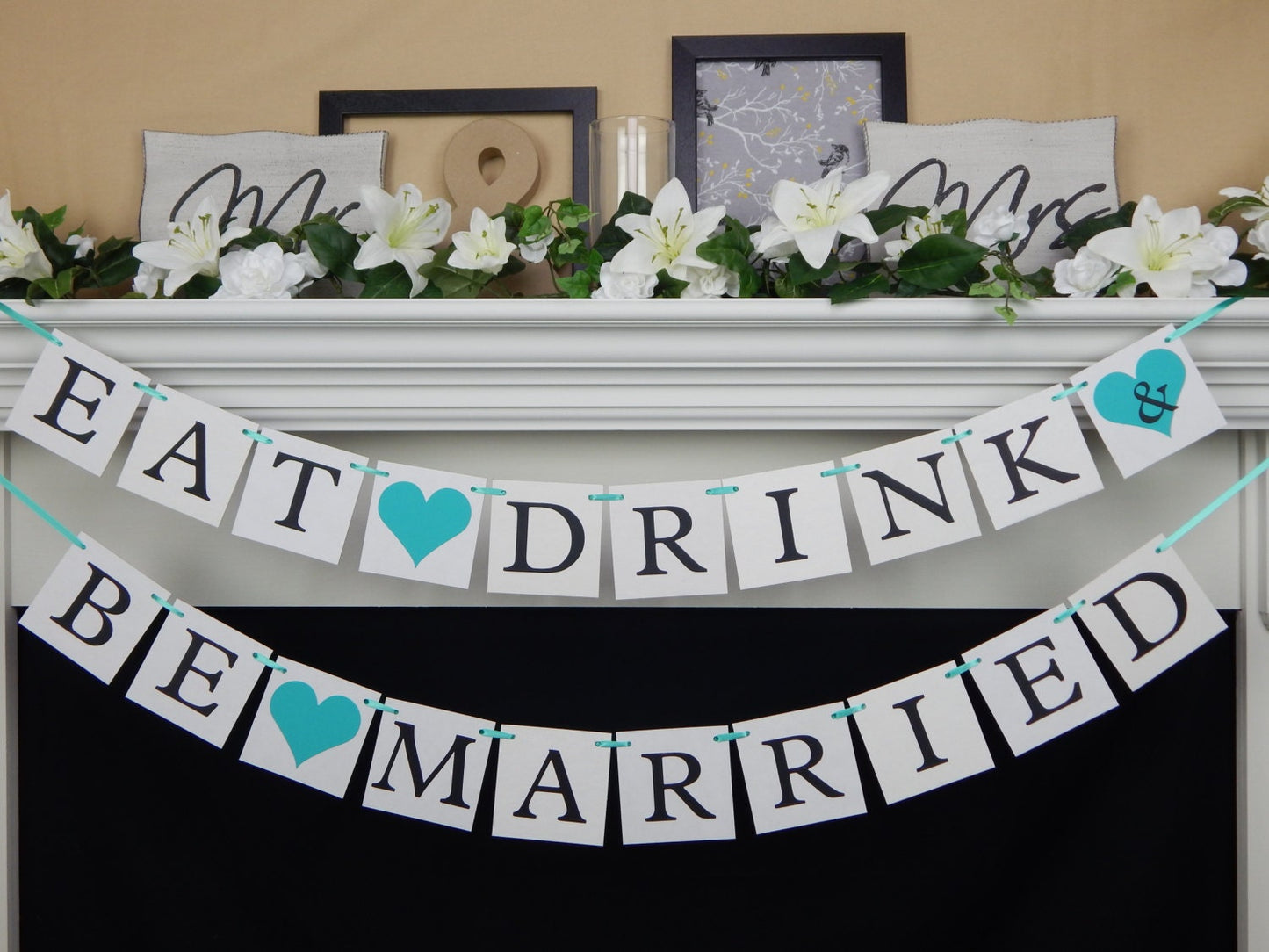 eat drink & be married banner - wedding banner - bridal shower decoration
