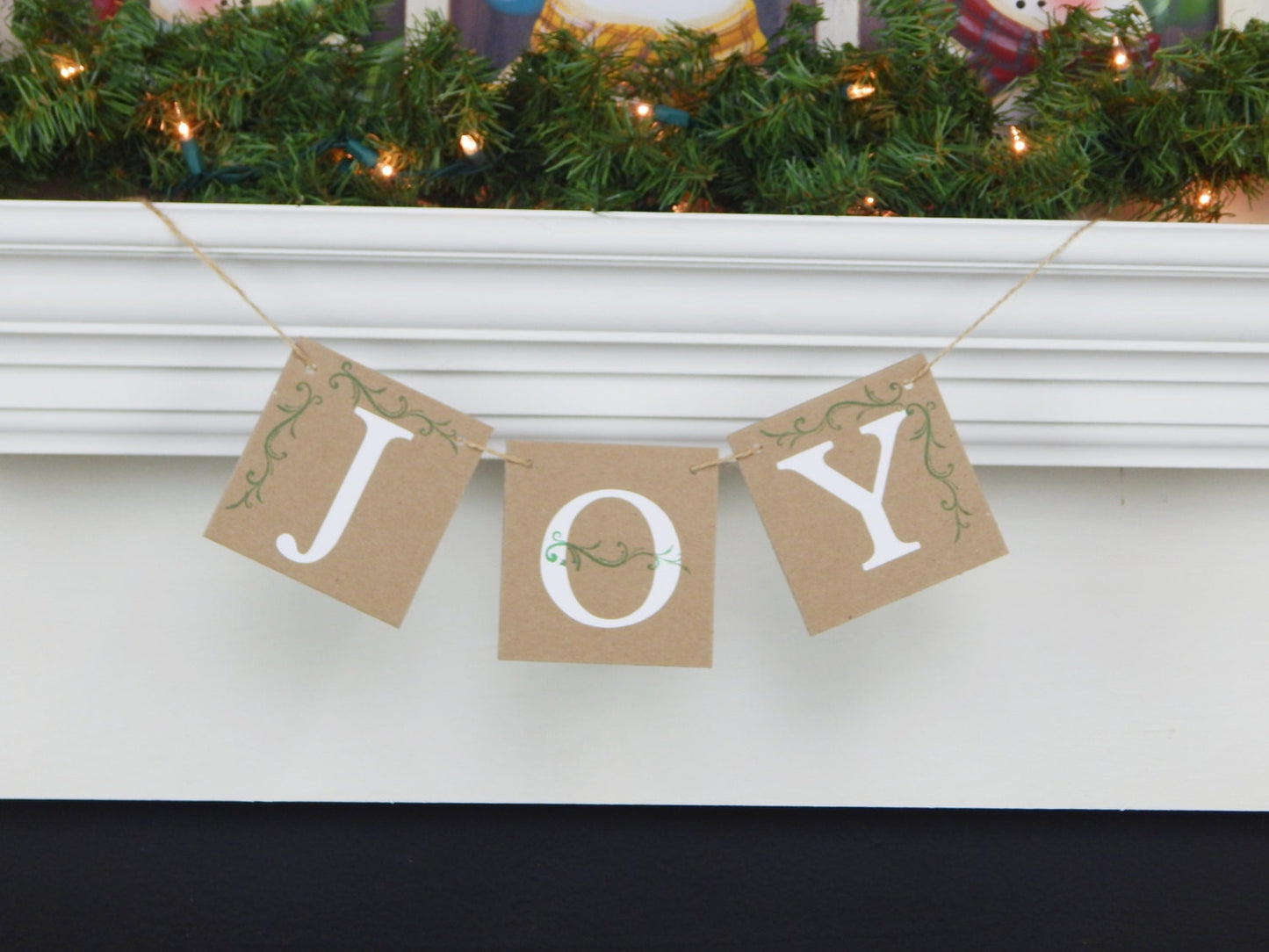 SALE Joy Banner, Christmas banner, rustic Christmas Sign, Christmas mantel garland, holiday decorations bunting, joy to the world banner