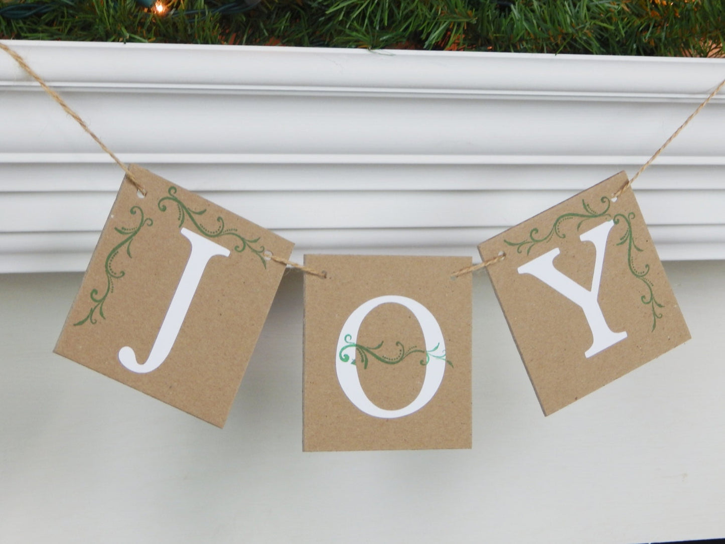 SALE Joy Banner, Christmas banner, rustic Christmas Sign, Christmas mantel garland, holiday decorations bunting, joy to the world banner