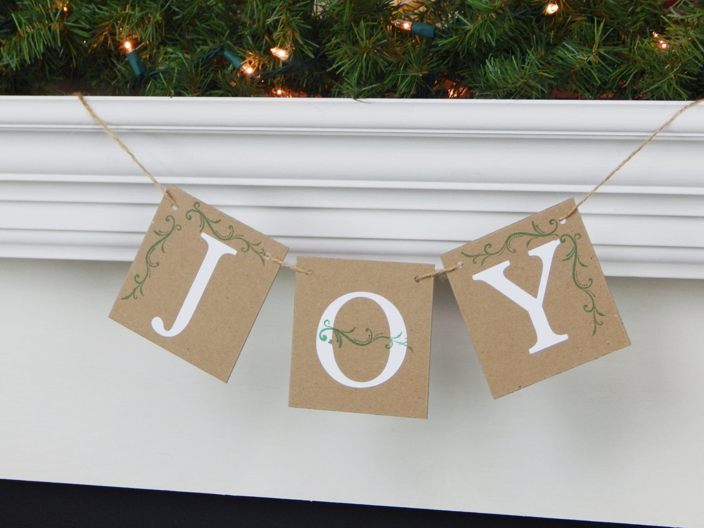 SALE Joy Banner, Christmas banner, rustic Christmas Sign, Christmas mantel garland, holiday decorations bunting, joy to the world banner