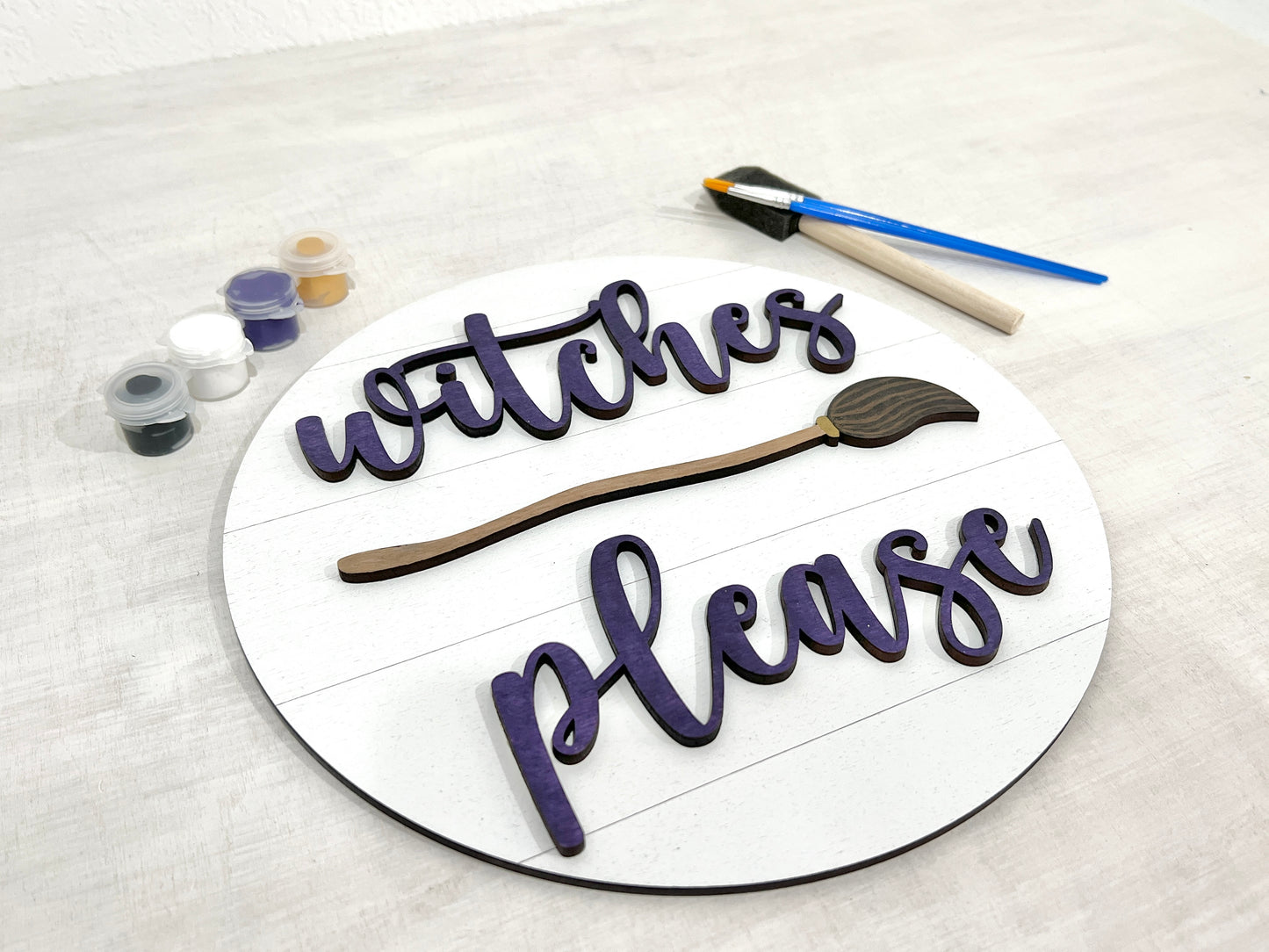 witches please sign paint kit - broomstick halloween paint party kits - DIY fall holiday decorations - Celebrating Together
