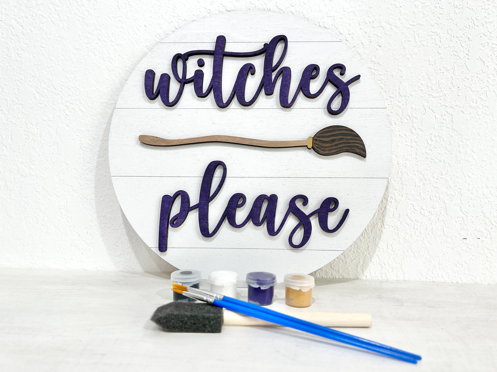witches please sign paint kit - broomstick halloween paint party kits - DIY fall holiday decorations - Celebrating Together