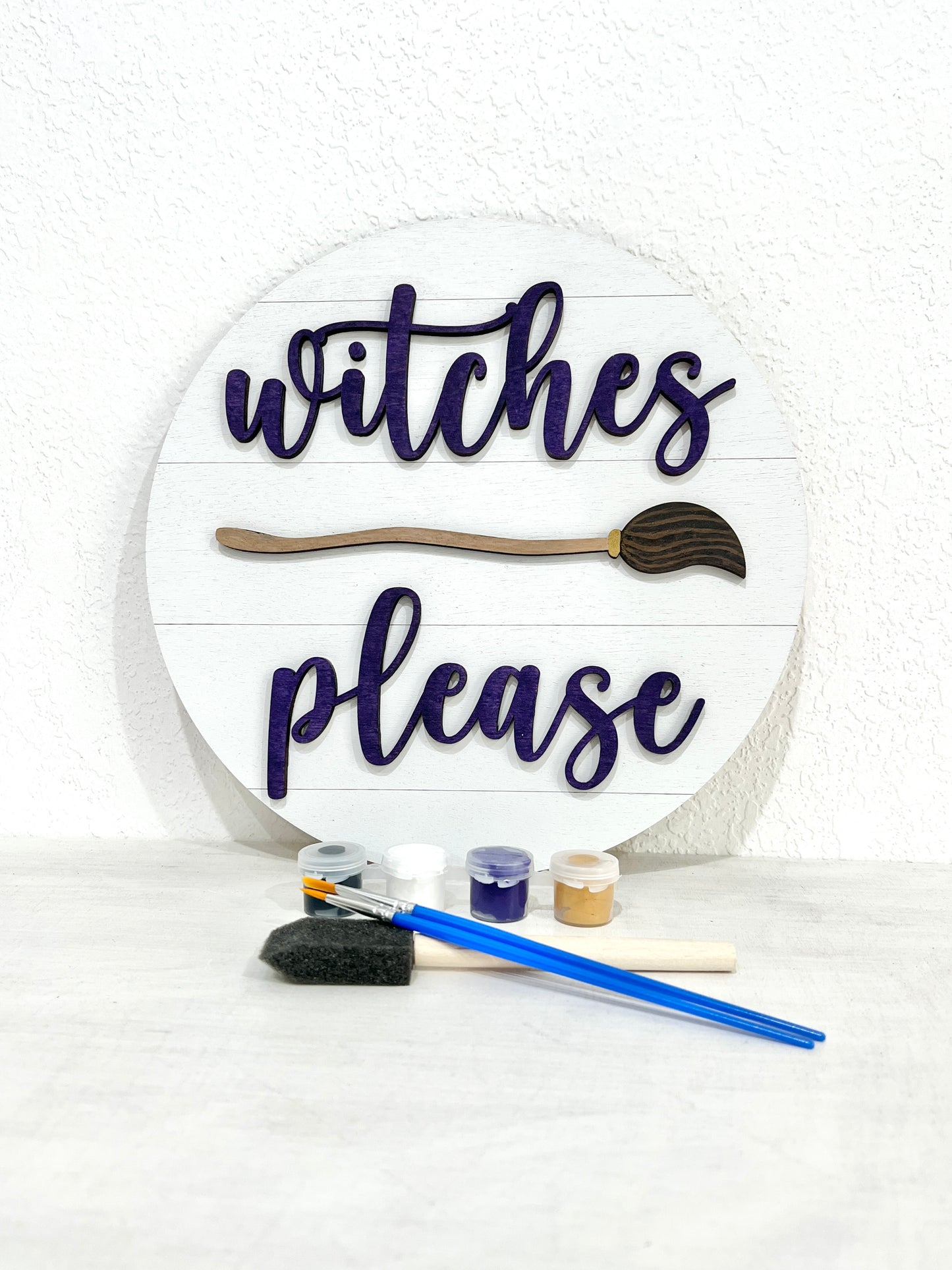 witches please sign paint kit - broomstick halloween paint party kits - DIY fall holiday decorations - Celebrating Together