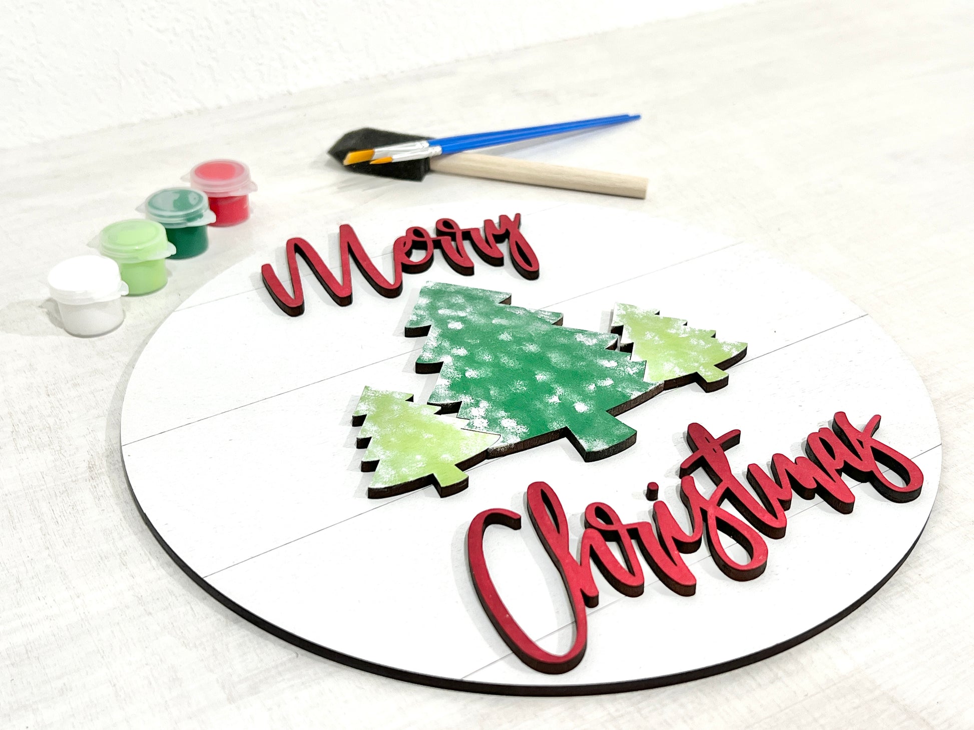 merry christmas sign paint kit - evergreen tree paint party kits - diy holiday decorations - Celebrating Together