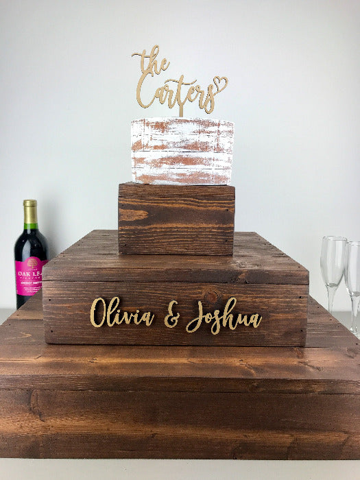 3D personalized name weddign cake and cupcake stand