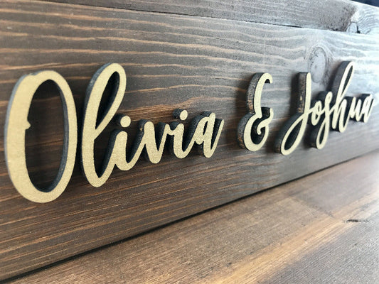 Gold 3D personalized name wedding 3 tiered cake and cupcake stand