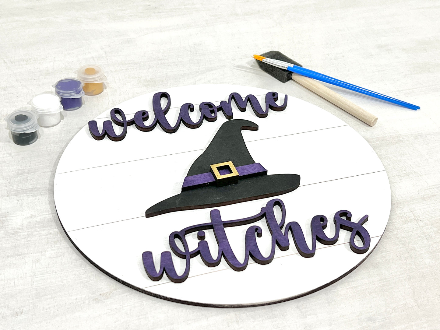 welcome witches sign paint kit - halloween witch's hat paint party kits - DIY fall holiday decor - Celebrating Together