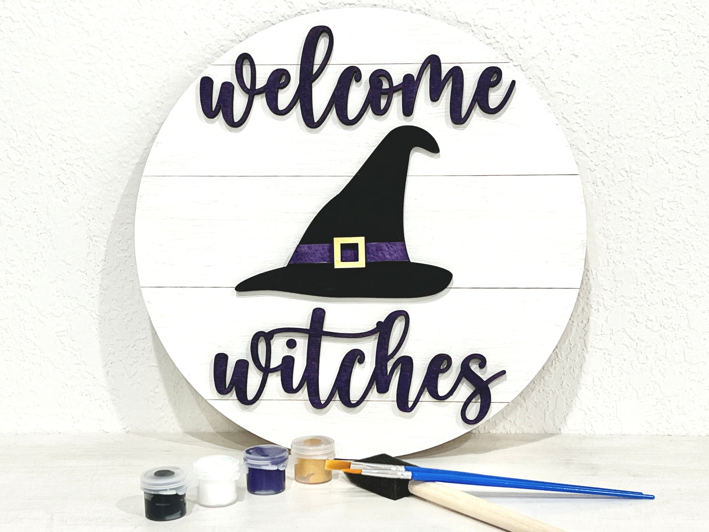 welcome witches sign paint kit - halloween witch's hat paint party kits - DIY fall holiday decor - Celebrating Together