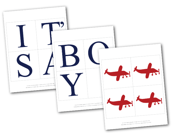 DIY it's a boy banner airplane baby shower decor - Celebrating Together