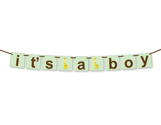 printable its a boy banner - giraffe baby shower decor - Celebrating Together
