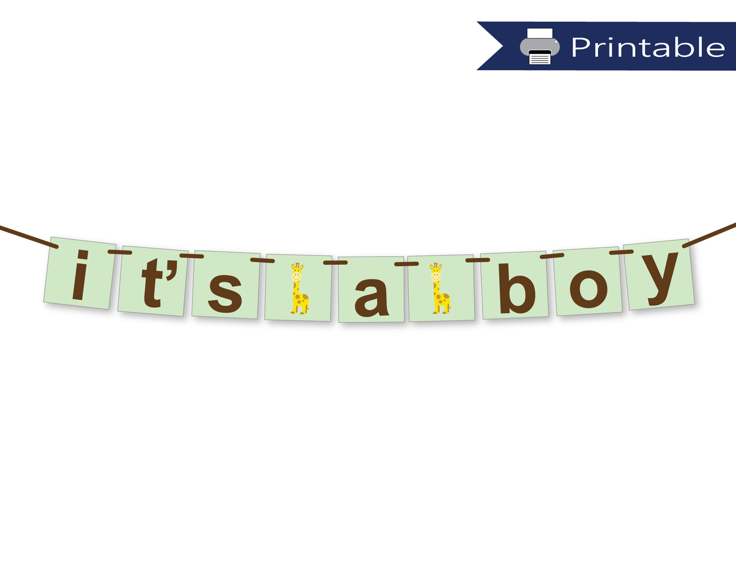 printable it's a boy banner - giraffe baby shower decorations