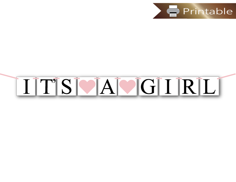 printable it's a girl banner - baby pink baby shower decoration - Celebrating Together