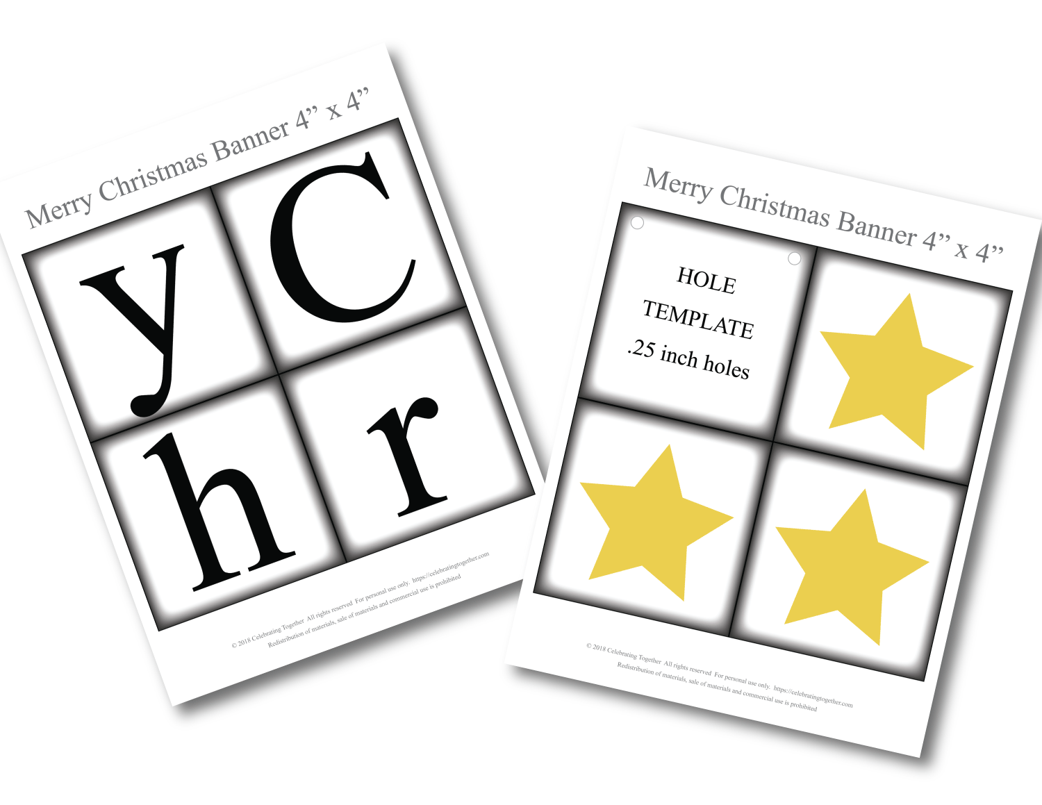 Printable lettering for DIY Merry Christmas banner - Celebrating Together