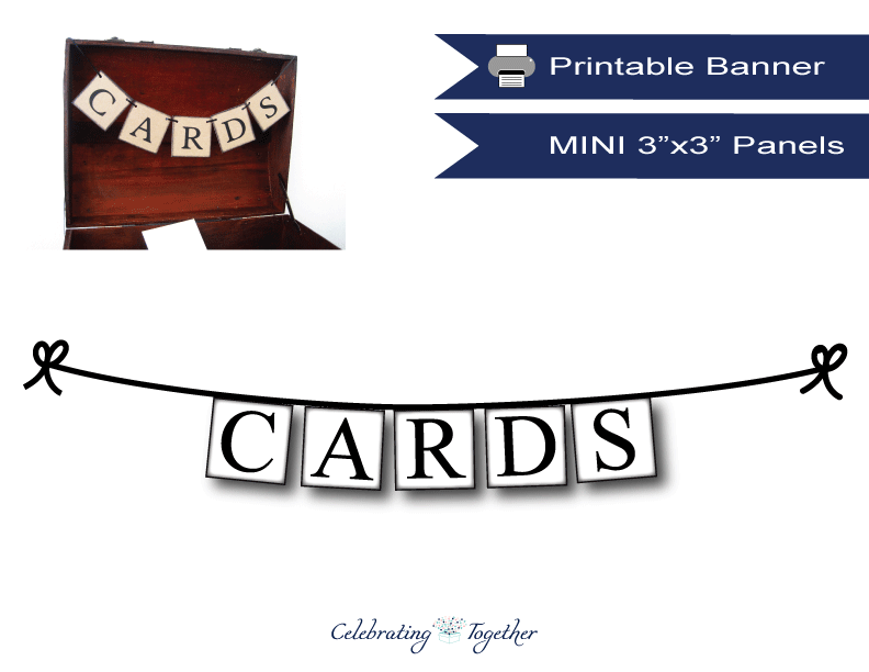 Printable mini cards banner for weddings - Celebrating Together