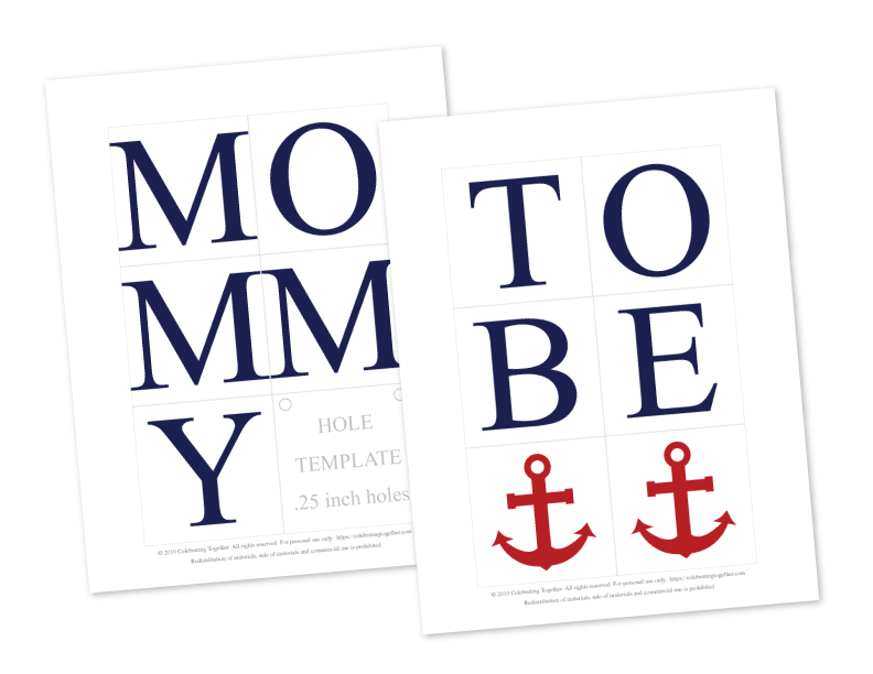 DIY mommy to be banner for back of chair - anchor themed seat of honor baby shower decoration - Celebrating Together
