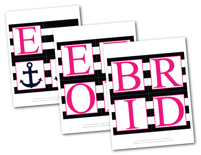diy anchor bride to be banner - printable nautical bridal shower decorations - Celebrating Together