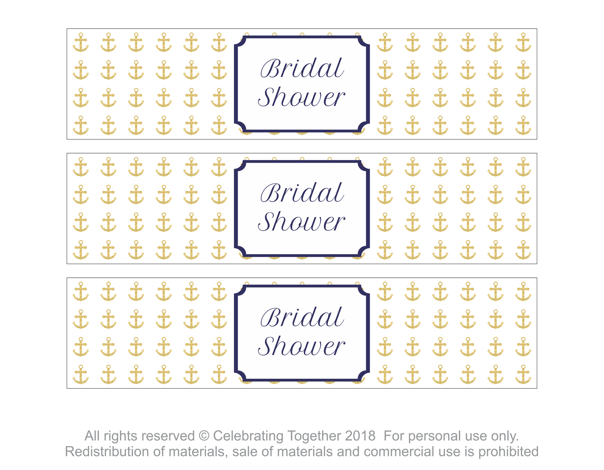 DIY gold bridal shower water bottle labels - Celebrating Together