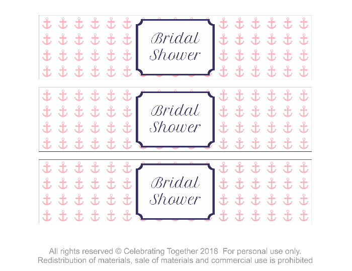Printable nautical bridal shower water bottle labels - Celebrating Together