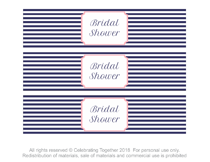 printable page of bridal shower water bottle labels - Celebrating Together