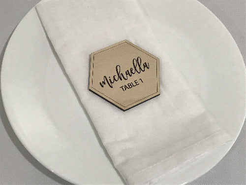 engraved table number place cards - wedding decor