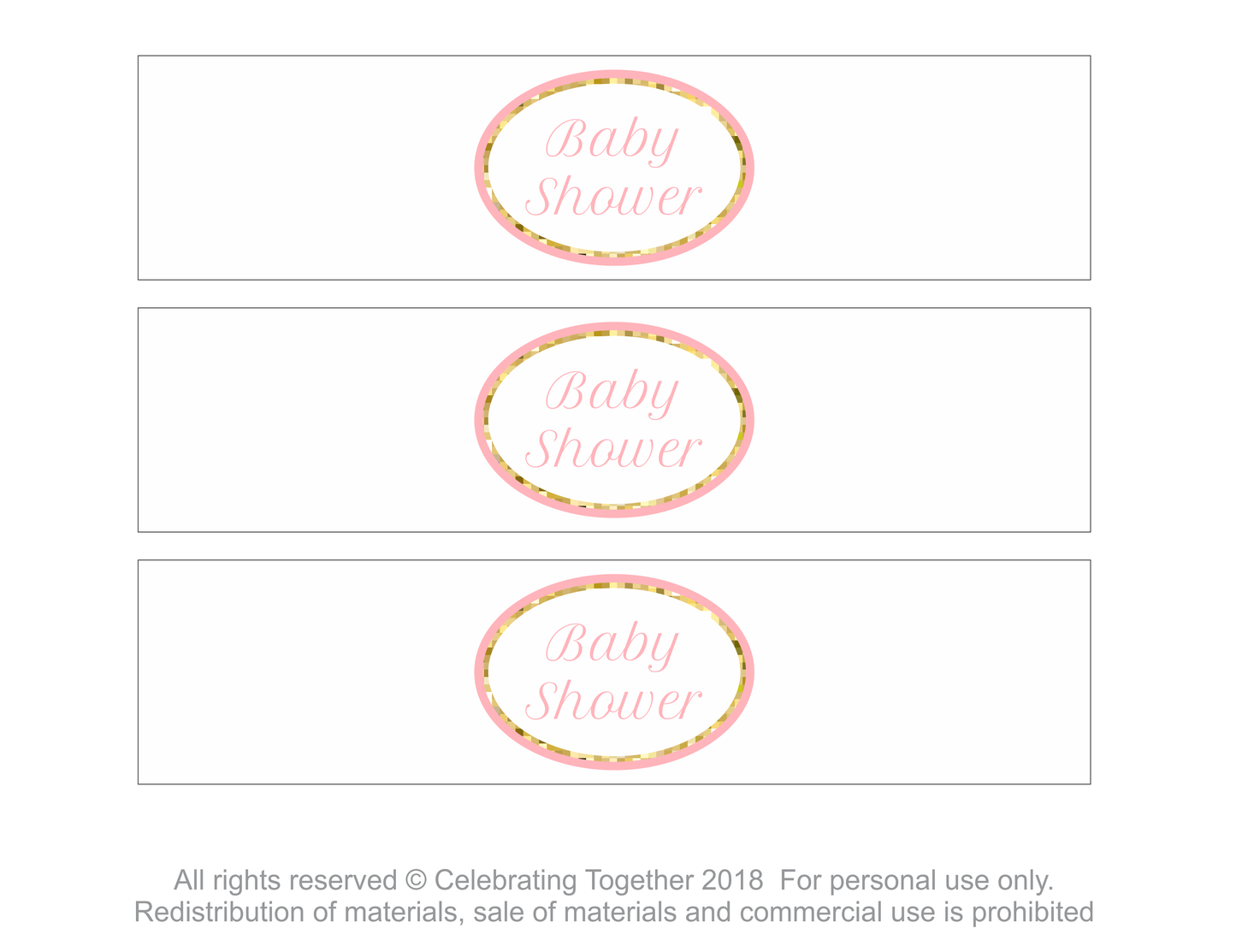 printable page of baby shower water bottle labels - Celebrating Together