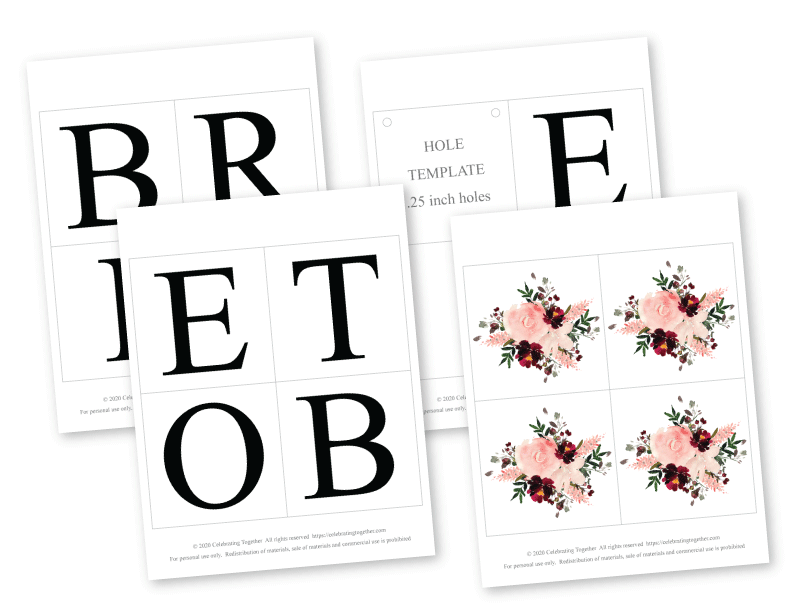 Printable Coral and Maroon Watercolor Flower Bride To Be Banner
