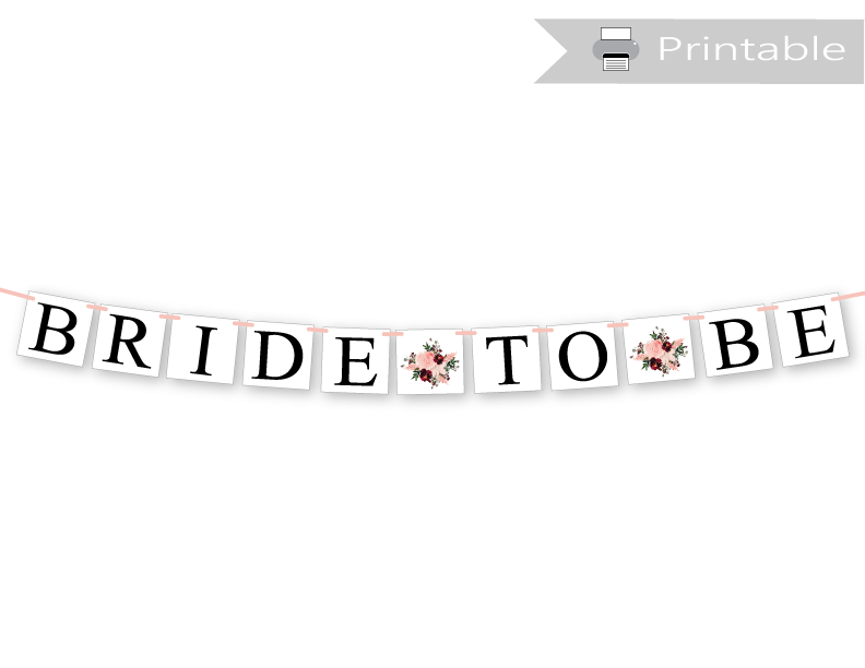 Printable Coral and Maroon Watercolor Flower Bride To Be Banner