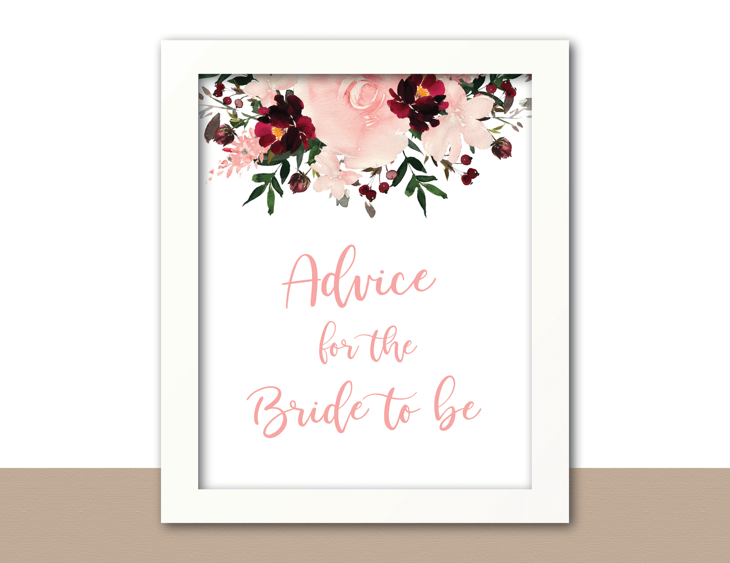 advice for the bride to be sign - printable bridal shower decor - Celebrating Together