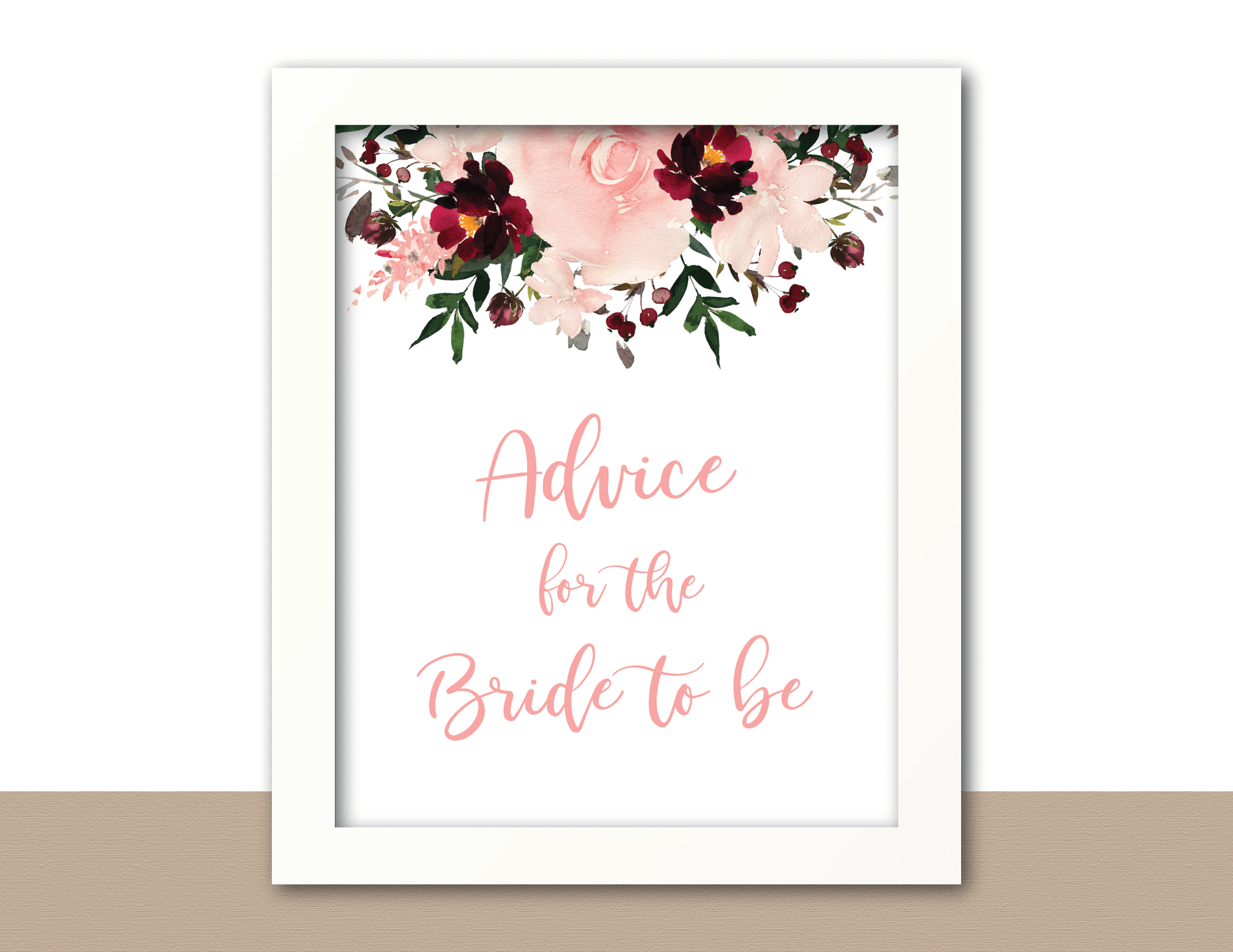 advice for the bride to be sign - printable bridal shower decor - Celebrating Together