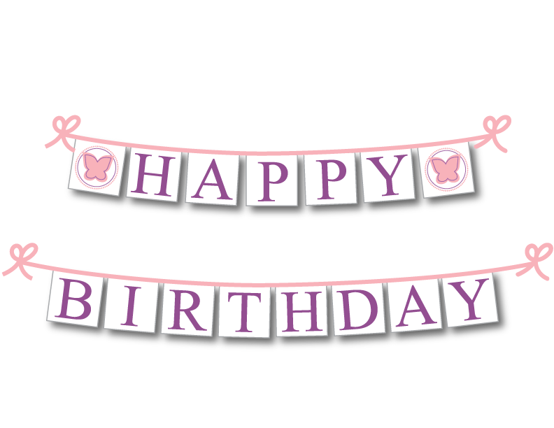 DIY girls butterfly happy birthday banner - Celebrating Together