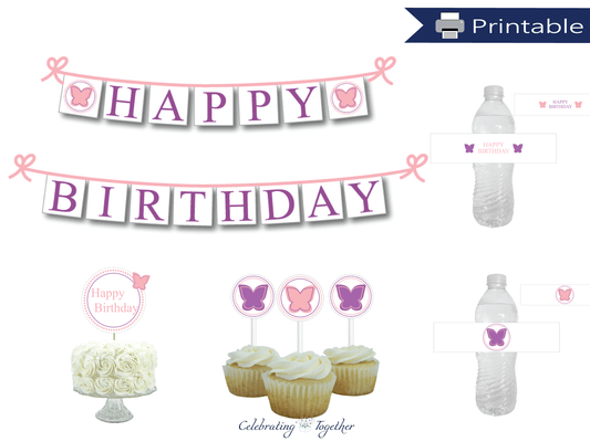 DIY butterfly birthday party decor kit - Celebrating Together