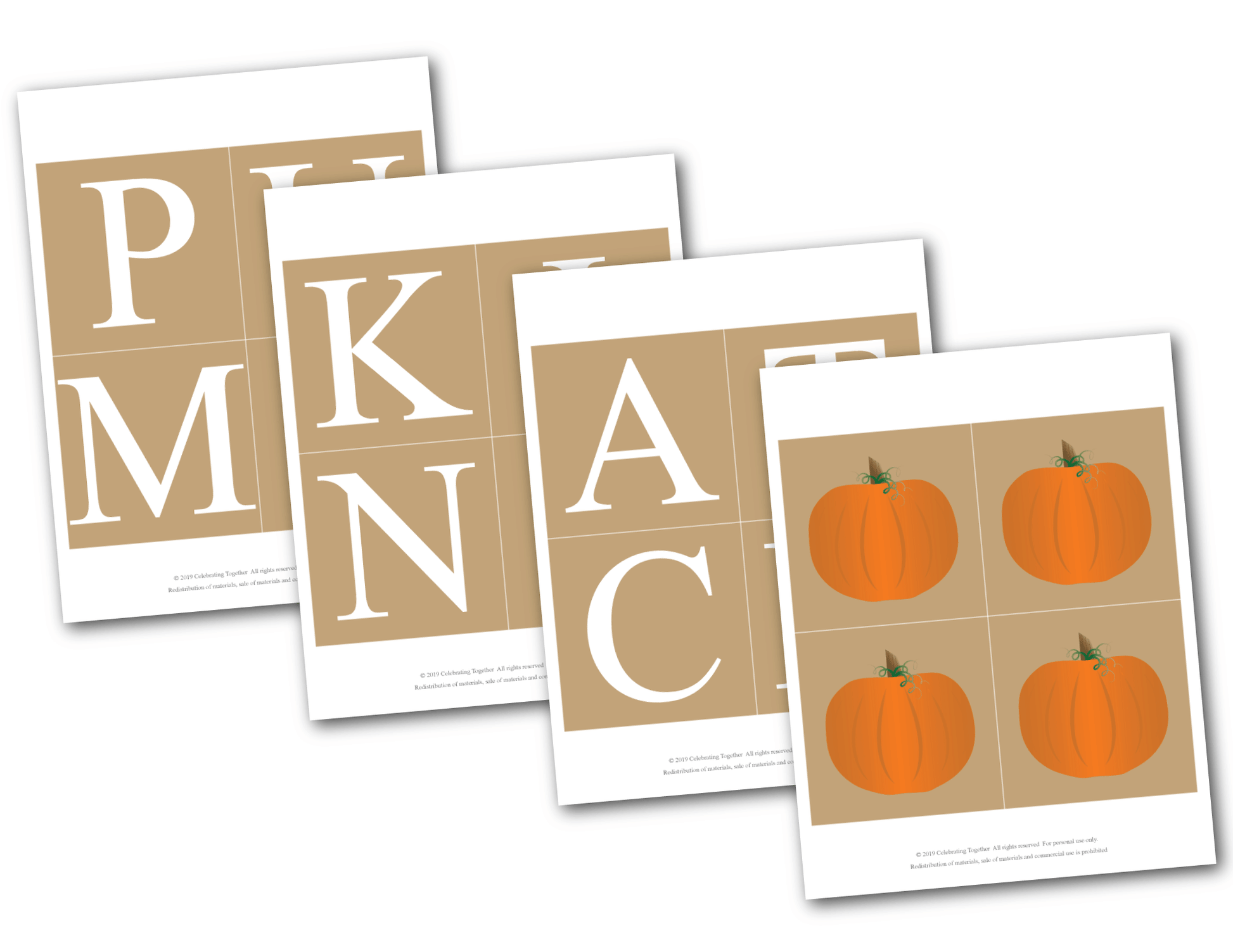 Printable pages for DIY pumpkin patch banner - Celebrating Together