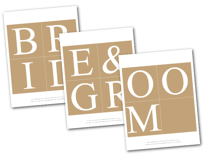 banner template lettering for bride and groom banner - DIY rustic bridal shower banner - Celebrating Together