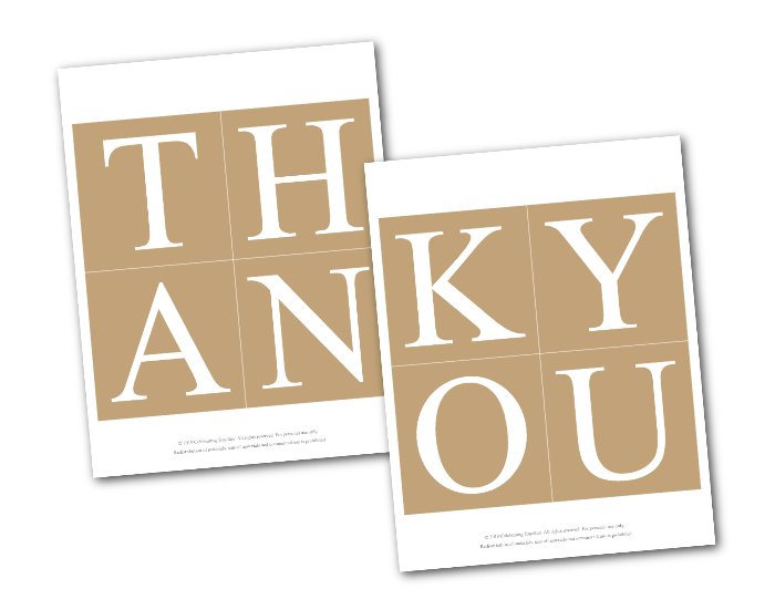 printable thank you banner - DIY rustic wedding decor - Celebrating Together