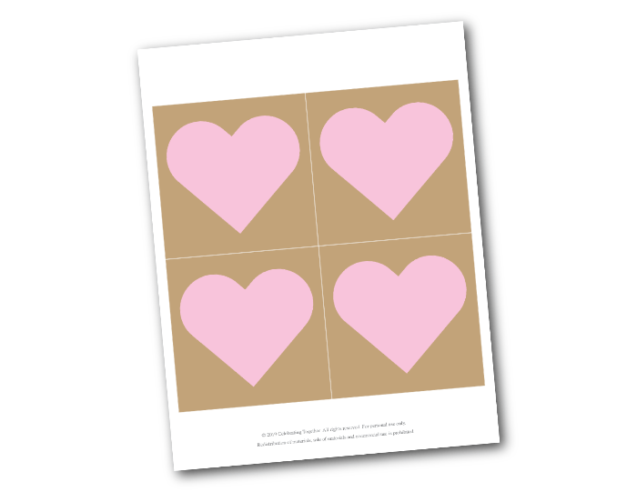 printable pink hearts for thank you banner - Celebrating Together