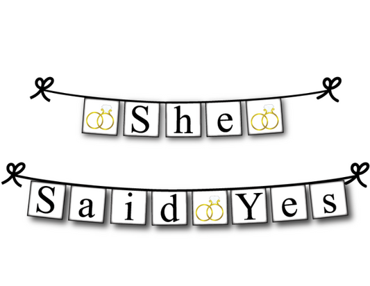 printable she said yes banner - wedding rings bridal shower decoration - Celebrating Together