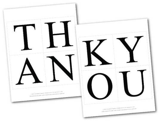 printable lettering for diy wedding thank you banner - Celebrating Together