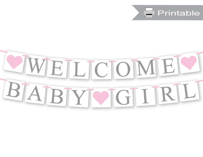 Printable Welcome Baby Girl Banner DIY Baby Shower Decorations