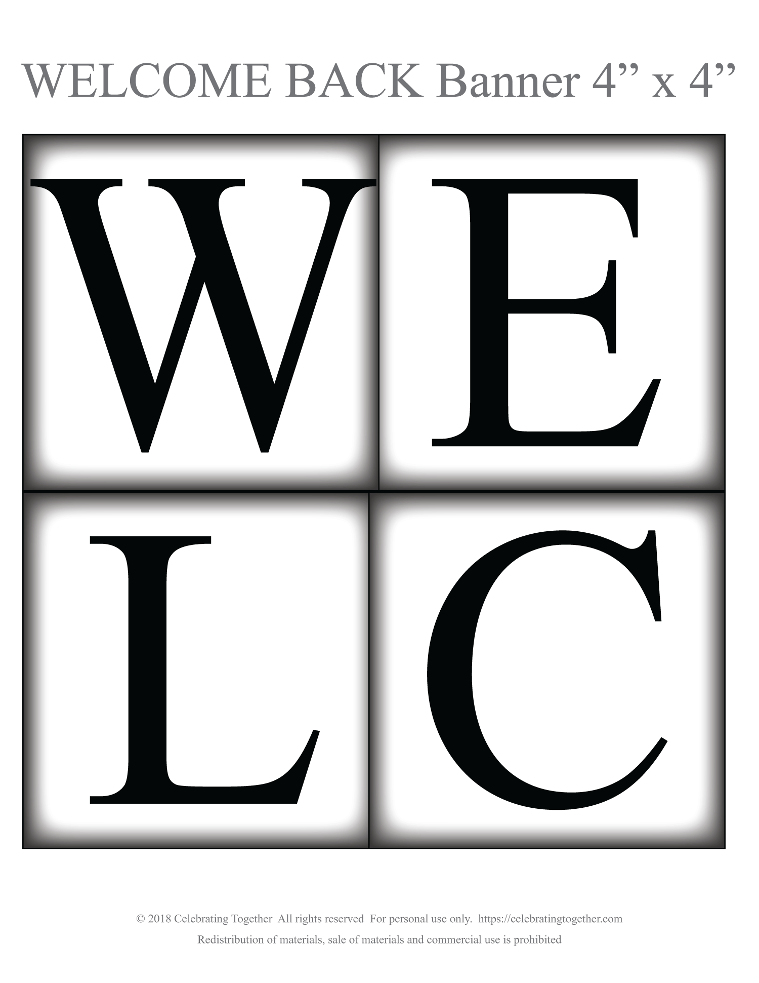 printable page for welcome banner - Celebrating Together