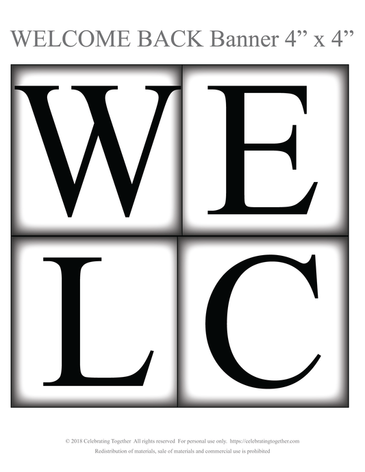 printable page for welcome banner - Celebrating Together
