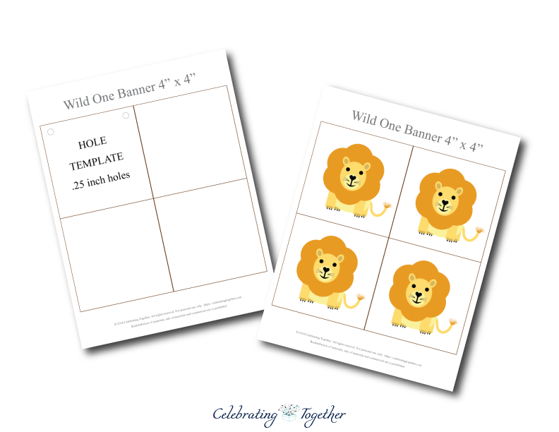 Printable lion birthday banner - Celebrating Together