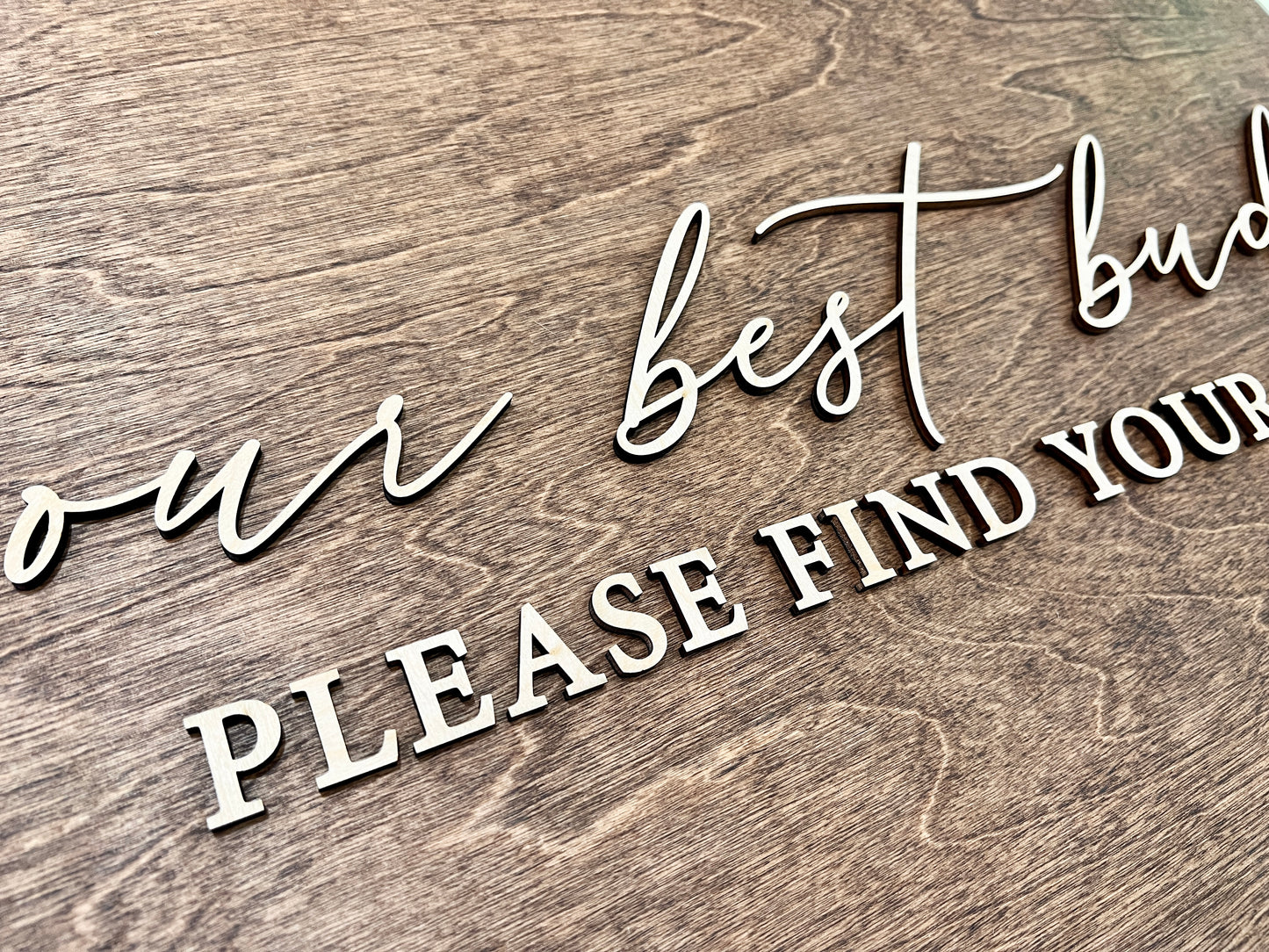 Our Best Buds Please Find Your Seat Wedding Seating Chart Sign Wood Lettering Cutouts