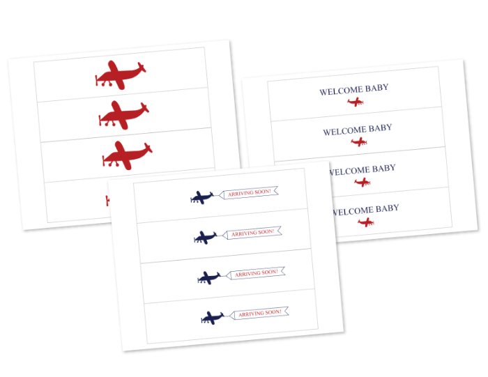 printable airplane water bottle labels for baby shower - Celebrating Together