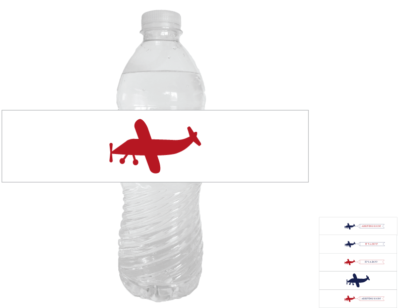 printable its a boy plane baby shower water bottle wraps - Celebrating Together