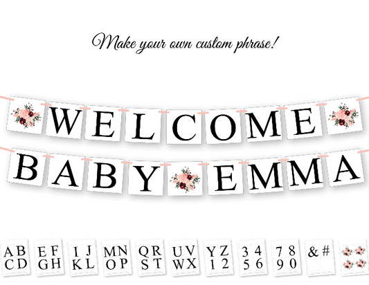 custom DIY baby shower banner - personlized name banner for baby shower - Celebrating Together