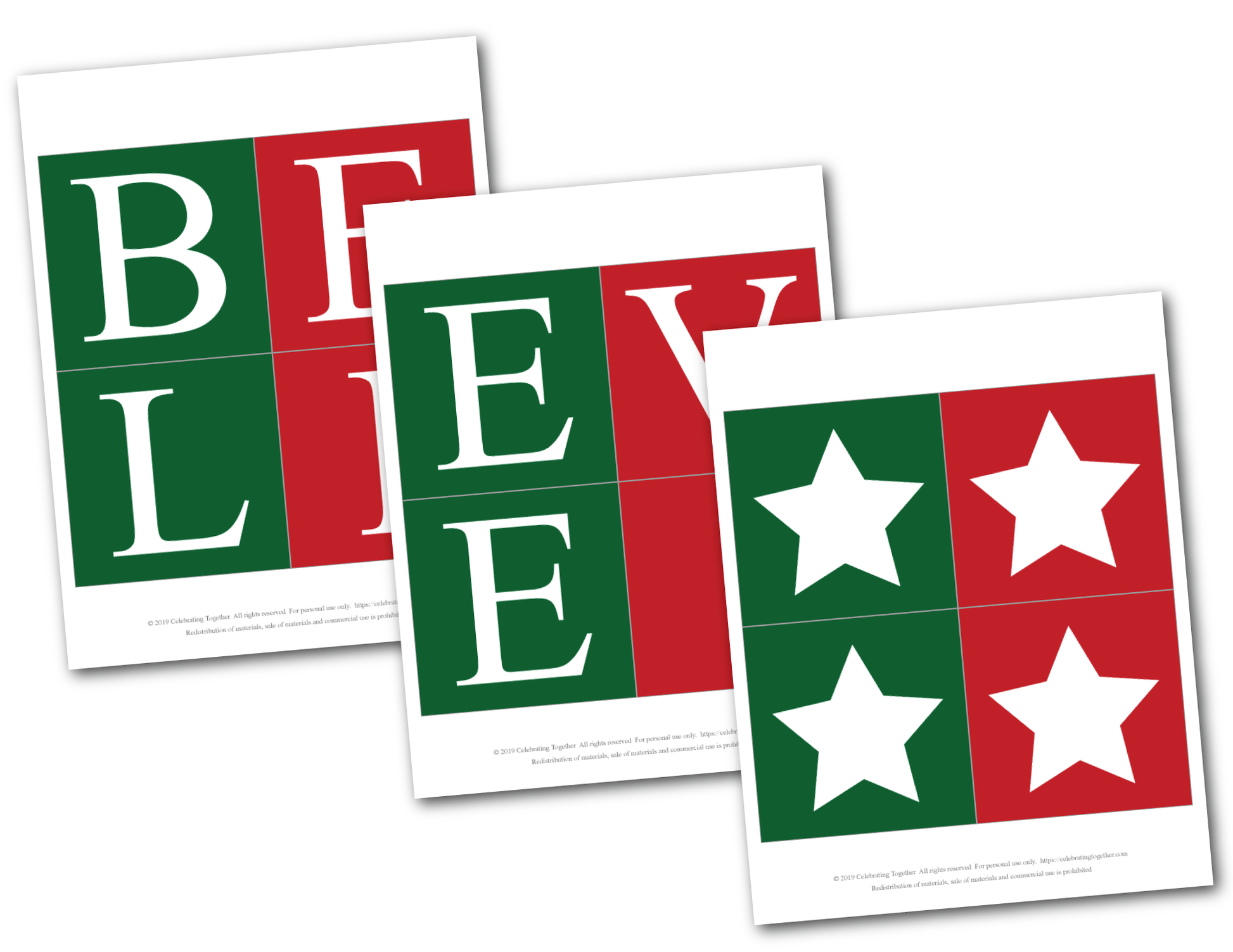 Printable believe banner pages with stars - Celebrating Together