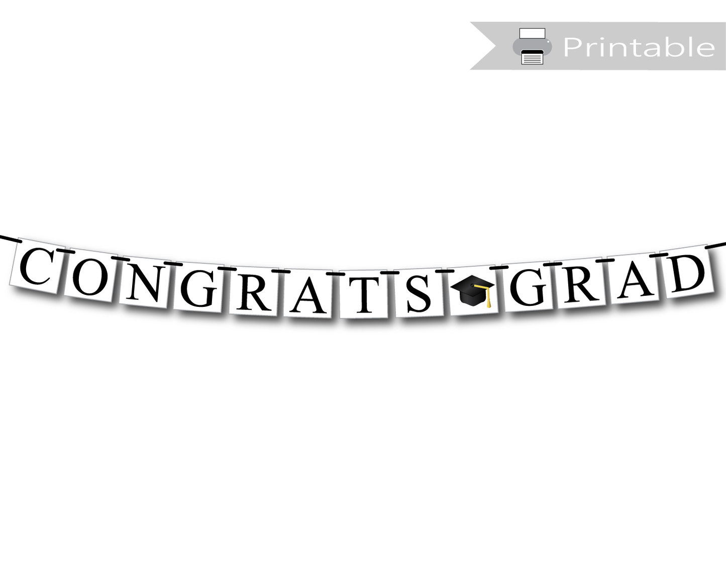 congrats grad banner printable with graduation cap accent - Celebrating Together