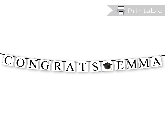 printable congrats banner with personalized name - Celebrating Together