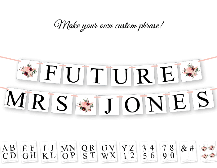 DIY make your own custom phrase banner - printable watercolor floral bridal shower banner - Celebrating Together