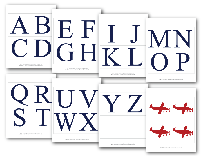 printable alphabet letter banner template - aircraft baby shower decor - Celebrating Together